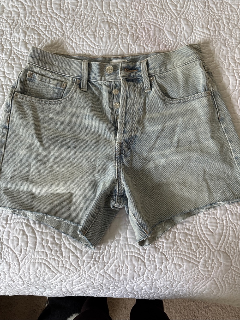 Z-Supply Classic High-Rise Button Fly Light Wash Denim Shorts